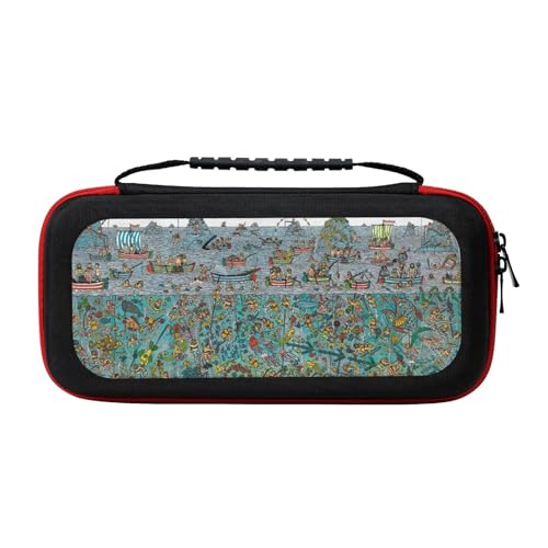 Switch ケース ウォーリーをさがせ! ビーチスイミング スイッチケース Switch有機elモデル対応 Switchカバー Switch収納ケース 保護カバー ゲームカード収納 大容量 耐衝撃 防塵 防水