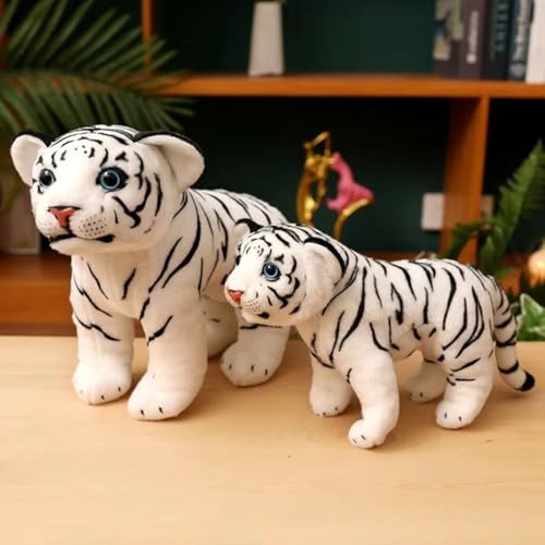 Image of Tickles Standing Siberian White Tiger Soft Stuffed Plush Animal Toy for Kids Boys & Girls Birthday Gift (Color: White Size: 30 cm)