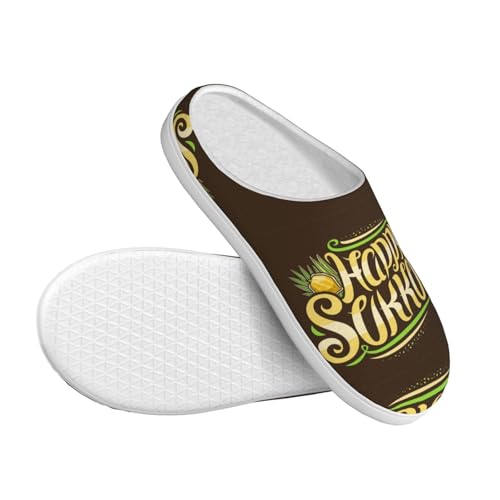 Happy Sukkot Jewish Holiday Adult Cotton Slippers Home House Indoor Shoes3