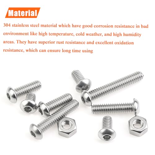 Image of 40 Pieces 1 /4-20 x 1-1 /2 inch Button Head Socket Cap Screws Bolts, HELIFOUNER 304 Stainless Steel (18-8) Screws, Bright Finish, Fully Threaded