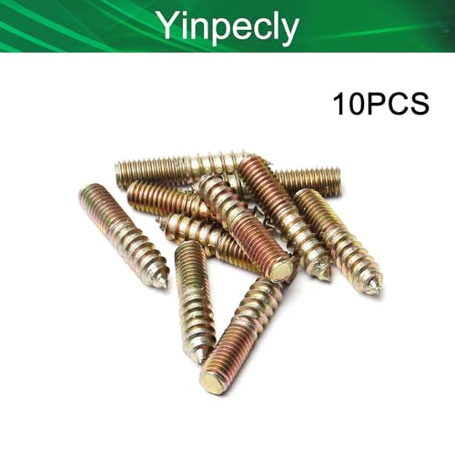 Image of 10Pcs Carbon Steel Double Headed Hanger Bolts 1.57 inch Length Self-Tapping Screw for Furniture Installation M8x40 Bronze