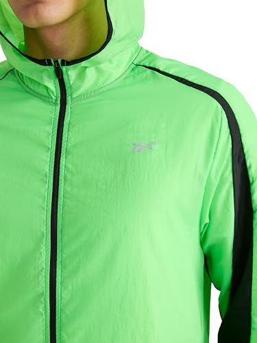 Image of Reebok Men's Running Woven Wind Jacket, Standard Fit, Lightweight Nylon Fabric
