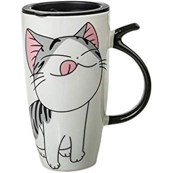 lachineuse - Lucky Cat Mug 600 ml - Large XXL White Porcelain Mug