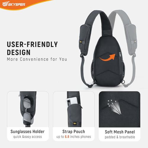 Image of SKYSPER Sling Bag RFID Cross Body Bag Recycled Crossbody Backpack Travel Daypack