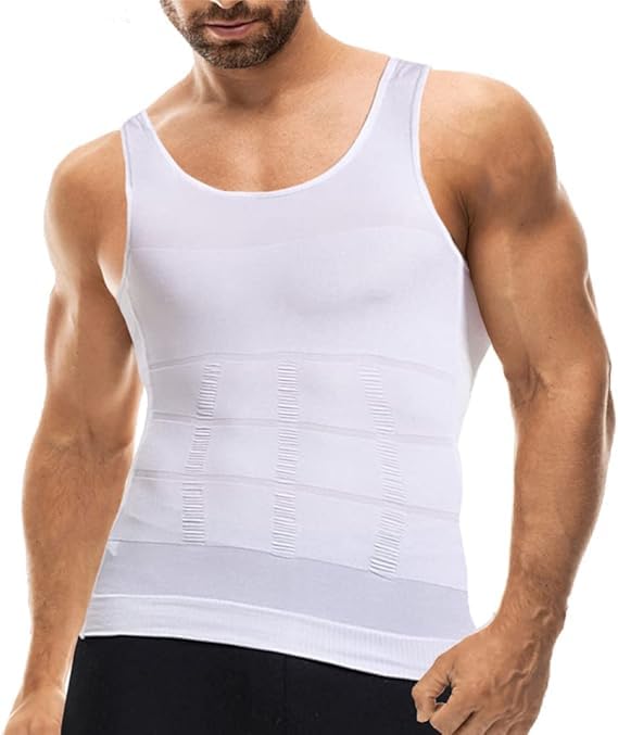 Nishanka Men's Slimming Body Shaper Tucker Vest, Compression Shirt, Tummy Control, Abdomen Undershirt Abdomen Tummy Tucker Shapewear Vest for Men