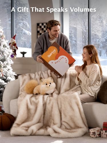 Image of Bearhug Heated Blanket Queen Size, 84 inchx90 inch Dual Control Luxury Faux Fur Electric Blanket with 10 Heat Levels & 9H Auto Off, 450GSM Ultra Plush Shaggy Bed Warmer for Couples, ETL Certified, Gift Box