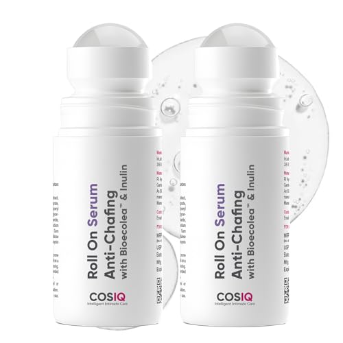 Image of Cos-IQ Anti-Chafing Roll-On Serum (Pack of 2 X 40ml)| Bioecolea & Inulin | Anti-Rash Serum for Intimate Areas | Reduces Inner Thigh Rashes from Sports| Prevents Sweat, Odor, Irritation & Rashes | 80ml