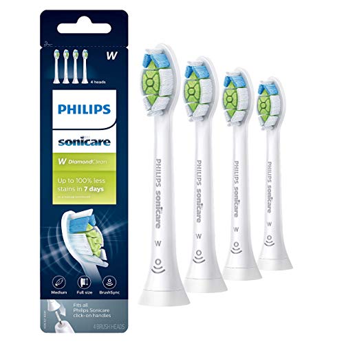 Philips Sonicare W DiamondClean - Genuine Replacement Electric Toothbrush Heads, White, 4 Pack One...