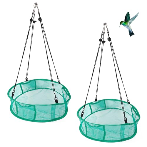 2pcs Bird Feeder Trays, 16in/41.5cm Diameter Hanging Platform Bird Seed Feeder Mesh Tray with Lanyards Windproof Design for Outdoor Yard Backyard Garden & Lawn Use