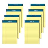 TOPS Docket Writing Tablet, 5 x 8 Inches, Perforated, Canary, Narrow Rule, 50 Sheets per Pad, 8 Pads per Pack (99606)
