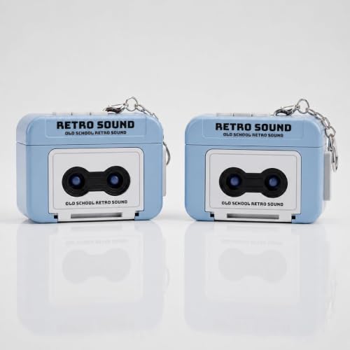 Image of Minico Mini Audio Recorder Retro Keychain | Retro Sound Recording Keychain | Cassette Tape Keychain Retro Style,Cute Portable Audio Recording Device Key Chain for Bag (Pack of 2) (Blue & Blue)