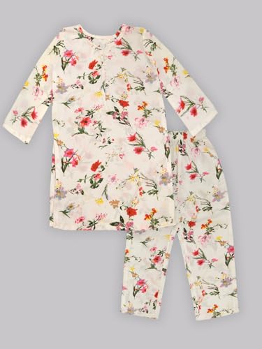 Image of A.T.U.N. (ALL THINGS UBER NICE) Girls Printed 3 /4 Sleeve Kurti and Pant Set | Stylish Traditional Ethnic Wear Salwar Suit Set for All Ocassions