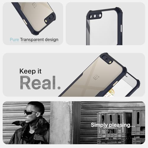 Image of Pikkme OnePlus 5 Back Cover | Crystal Clear Transparent Back | Ultra Hyrbid | Full Camera Protection | Raised Edge | Bumper Back Case (Blue)