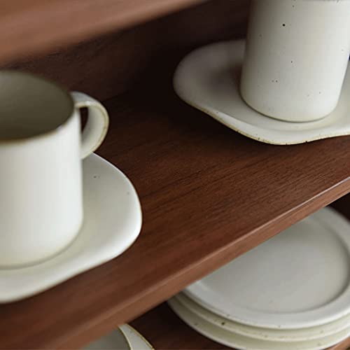 zyr Sideboard Regale Kleine Schränke Desktop-Schränke Schwarz Walnuss-Speicher-Display-Rack 3-Schichten Massivholz-Haushalts-Kaffee-Ecke Japanischer Art - Image 5