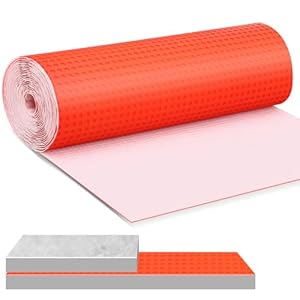 108 Sqft Uncoupling Membrane for Tile 1/8”(3mm) Thick Waterproofing Membrane Crack Prevention Anti Fracture Flooring Underlayment for Bathroom Shower Kitchen Basement(Orange)