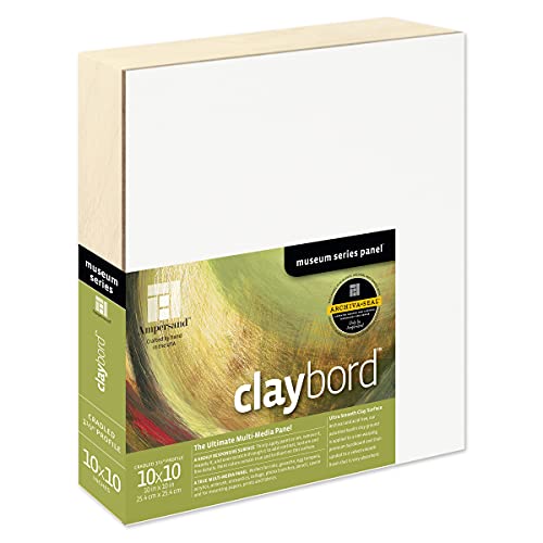 Ampersand Art Supply Wood Painting Panel: Museum Series Claybord, 10" x 10", 1-1/2"Cradled Profile