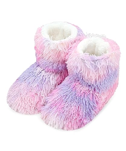 Image of DICUIRD Slipper Socks for Women,Fuzzy House Indoor Boots Slippers with Soft Soles,Warm Cozy Fluffy Sherpa Lined Booties Socks with Non Slip Bottom