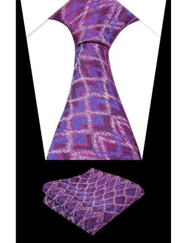 Image of Alizeal Mens 3.15'' Gradient Novelty Pattern Tie Set with Pocket Square Casual Color Tie Set