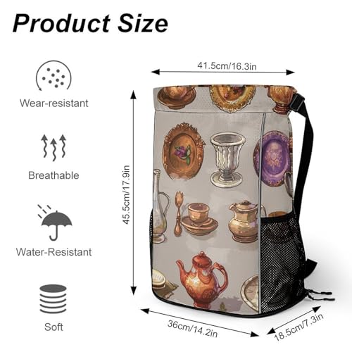 Drawstring Gym Backpack with Shoe Compartment And Wet Pocket, 28L Lightweight Waterproof Pottery And Others Sports Backpack for Workout Swim Beach Travel String Bag for Men Women2