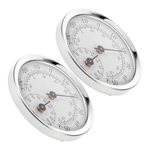 DIYEAH 2pcs Compact Analog Hygrometer Thermometer Silver for Cigar Humidors, Accurate Temperature Humidity Gauge with Plastic Lens, Indoor Humidity Monitor for Tobacco Storage