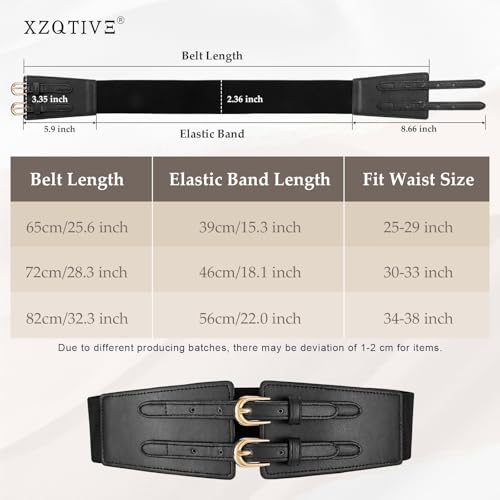 XZQTIVE Women's Wide Elastic Leather Belt for Dresses and Shirts, Stretchy Ladies Waist Belt with Double Gold Buckle4