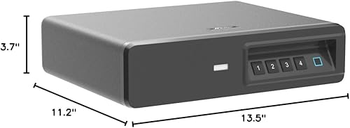 Miniatura 7 de Caja fuerte biométrica de huellas dactilares, caja fuerte deslizante para pistola de dos pistolas, cajón de almacenamiento seguro para el hogar