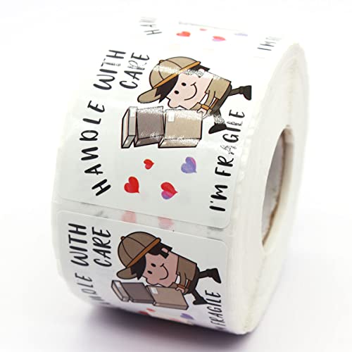 Handle With Care Funny Stickers,Thank You Stickers,Handmade Stickers,Small Shop Stickers,Envelopes Stickers For Small Business, Online Retailers,Handmade Goods,500 Labels Per Roll #TOP1