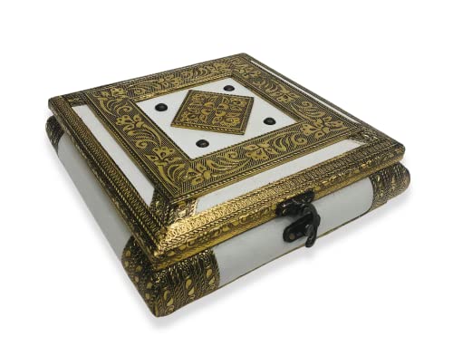 Image of RIOMAX Decorative Empty Dry Fruit Box (4 Section Box) (Rajwadi White)