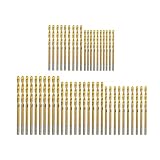Set of 50 Titanium-Coated HSS Drill Bits Micro Drill Bits Set 1-3.0mm for DIY Home and Workshop,Round Shank, Spiral Flute Design