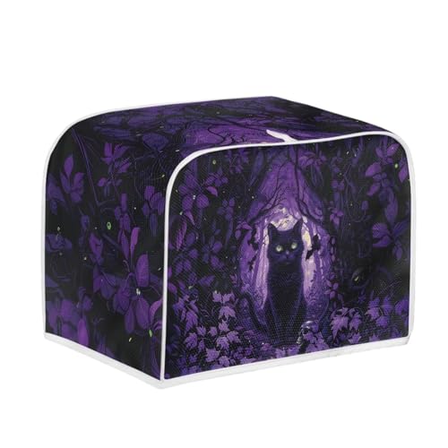 Image of Talayituse Cat Bat Maple Leaves Print 2 Slice Toaster Covers Dust Protection Bread Maker Covers Halloween Decoration Toaster Oven Cloth Cover Kitchen Accessories Washable Appliance Cover, S