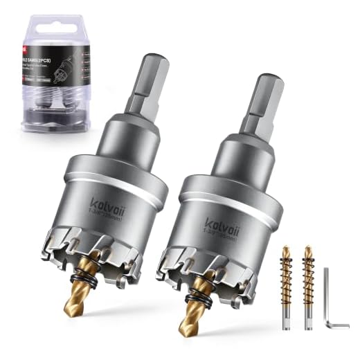 Kolvoii 1-3/8"(35mm) TCT Hole Saws for Stainless Steel and Metal, 2-Pack | Tungsten Carbide-Tipped Hole Cutters; Titanium-Coated Pilot Bit; 1 in (25mm) Cutting Depth; Fits 3/8 in or Larger Chucks