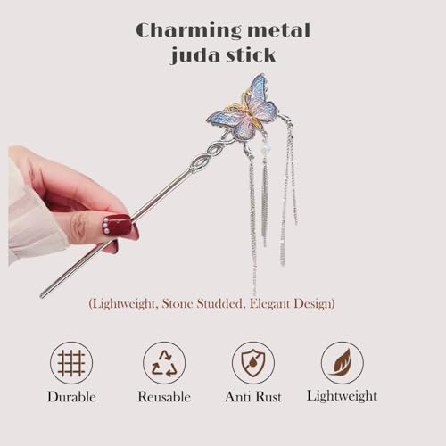 Image of INHEAVEN Metal Hair Sticks for girl Vintage Hair Chopsticks for Women Minimalism Irregular Curve Hair Sticks for Buns Chinese Hair fork for Women (stick 06)
