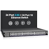 【Switch Ethernet 48 Ports 2.5G】24 ports RJ45 Ethernet 100/1000/2500Mbps + 24 ports 100/1000Mbps, capacité de commutation de 240Gbps pour répondre aux besoins en bande passante de plusieurs appareils, créer un réseau plus stable et plus large.