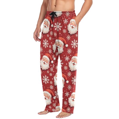 Cute Santa Claus Snowflake Pajama Pants Vintage Red HollyLounge Sleepwear PJs Men's Pajama Bottoms Sleep Pants XXL4