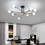 Mid Century Modern Sputnik Chandelier Light Fixture, Semi Flush Mount Ceiling Light Adjustable Arm P