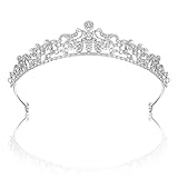 Apausvcm Tiara Silber Kristallkrone Strass Kristall Krone Prinzessin Elegante Krone Tiara Hochzeit für Brautkrone für Abschlussball Festzug Prom Weihnachten Geburtstag Prinzessinnenparty Geschenke