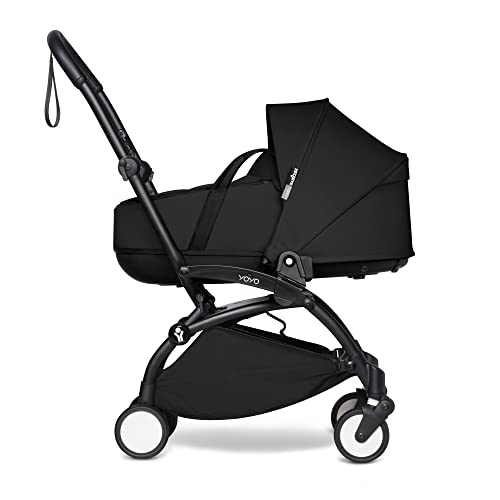BABYZEN YOYO2 Frame + Bassinet, Black - Includes Thick Double Mattress, Ventilated Shell & Canopy