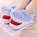 Zapatos de Interior de Felpa de tiburón Bonitos, Zapatos de Invierno cálidos para Adultos, Zapatos de Dibujos Animados Rellenos, Regalo de San Valentín para niñas Azul 26cm