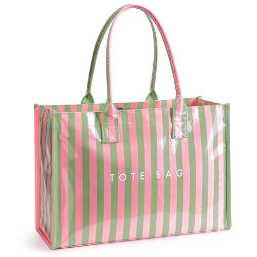 Image of KALIDI PVC Tote Bag Women's Kraft Paper Work Handbags Purses with Top Handle