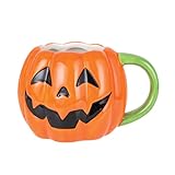 Gallerie Ii 16.Oz Cute Smiling Jack O' Lantern Pumpkin Halloween 100% Ceramic Mug Spooky Scary Autumn Fall Harvest Coffee Hot Tea Cocoa Whimsical Home Kitchen Cup Festive Microwave Safe Hand Wash