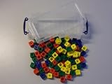 Dick-System Steckwürfel 4-farbig (rot, gelb, grün, blau) in der praktischen Box, 100 Stück, 1,7 cm, allseitig steckbar, Kunststoff