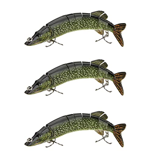 Leurre de peche poisson-appats articule 8 segments pour la traque du gros muskie