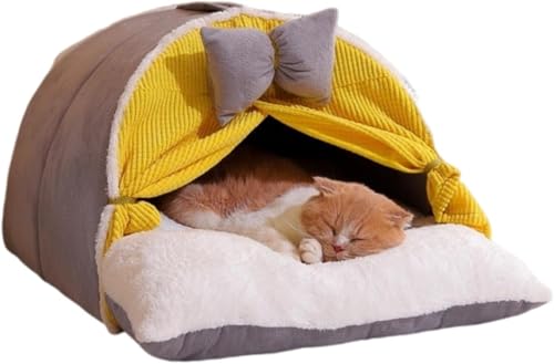Qfmr 猫 ベット 犬用ベッド ペット ベッド 猫 ベッド ドーム型 暖簾付き ペットベッド 厚手 暖かい 猫ハウス 洗える クッション付き ペットハウス おしゃれ 可愛い 小型犬ベッド 防寒保温 猫こたつ ネコ寝床 猫の家 居心地良い 犬猫兼用 寒さ対