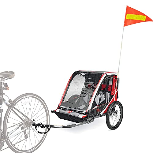 2 Sets Bike Flag With Pole, 6 Feet Height Adjustable Waterproof Orange Safety Flag Sturdy Fiberglass Bicycle Flag Pole For Kids Outdoor Cycling Supplies (Red Yellow And White) #TOP2
