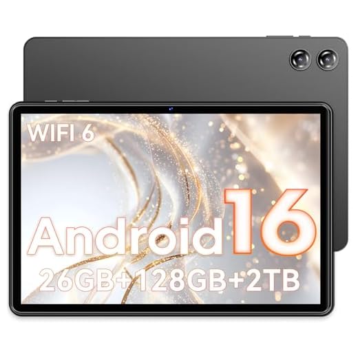 Tablet 10 inch, Android 16 Tablet, 26GB RAM 128GB ROM 2TB Expand Computer Tablets, Octa-core Processor 7000mAh Battery, 1280x800 IPS Touch Screen, 2+5MP Dual HD Camera,Bluetooth WiFi Tablets PC（Gray）