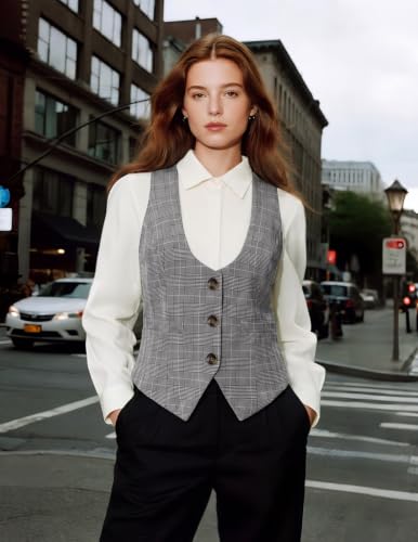 Image of GRACE KARIN Women's Suit Vest Top, Dressy Casual Sleeveless Button Waistcoat, Fromal Steampunk Blazer for Work Office