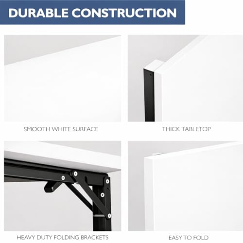 Image of Enigmatic Woodworks Wall Mounted Folding Study Table | Space Saving Foldable Laptop Desk for Home & Office | Engineered Wood Wall Mount Table (White, 80 * 40 cm)