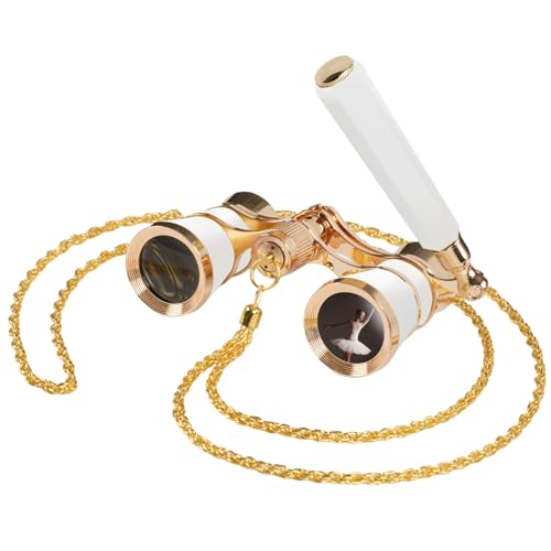 BOSTRON Jumelles d'Opéra Portables avec Chaîne Collier et Poignée 3x25mm, Lunettes de Théâtre pour Femmes et Filles, Design Léger