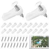 20 Pack Window Screen Clips, PL 7909 Molded Plastic Window Screen Holder Clips with Screws, Storm Window Clips for Fastens Windows Screens Storm Door Panels (White)