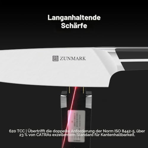 ZUNMARK Küchenmesser-Set, 6-teilig mit Block, X50CrMoV15 Hochleistungs-Edelstahl aus Deutschland, Platzsparendes Design – Ansicht 7